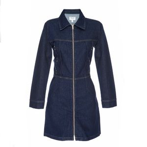 BNWT FRAME DENIM DRESS LONG SLEEVE ZIP UP MINI